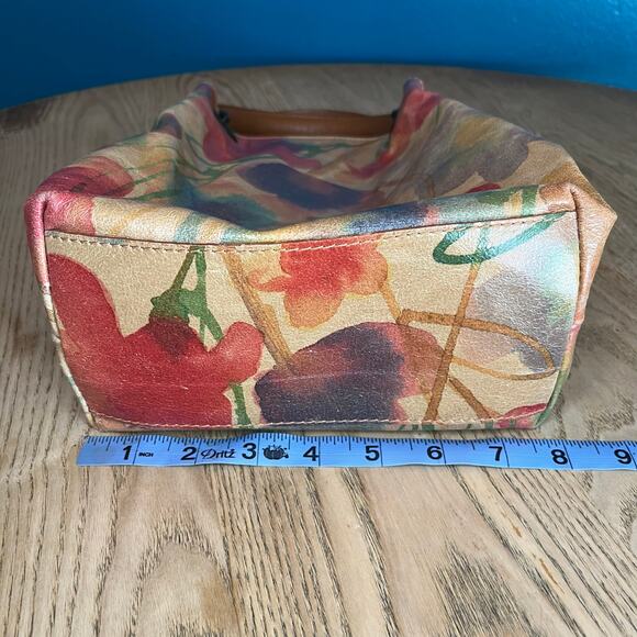 Maurizio Taiuti Italian Leather Floral Watercolor Women’s Bucket Bag Multi Color - Picture 8 of 10